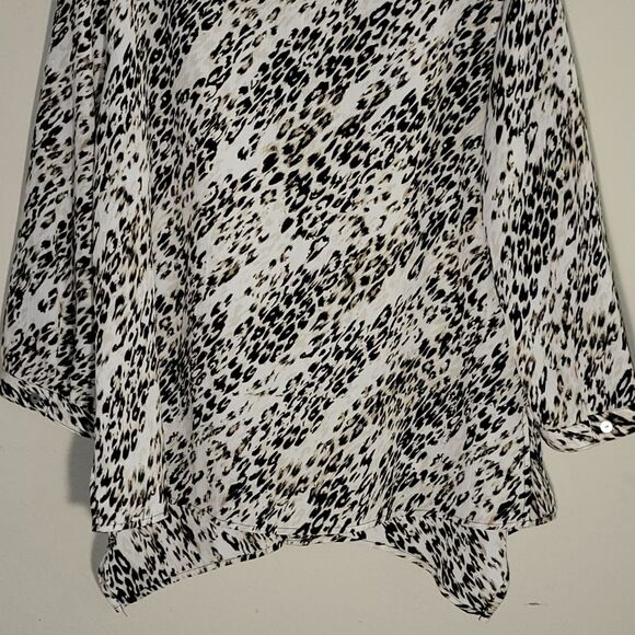 Investments Womens Size L Button Down Animal Print Top 3/4 Long Sleeve - Picture 10 of 14